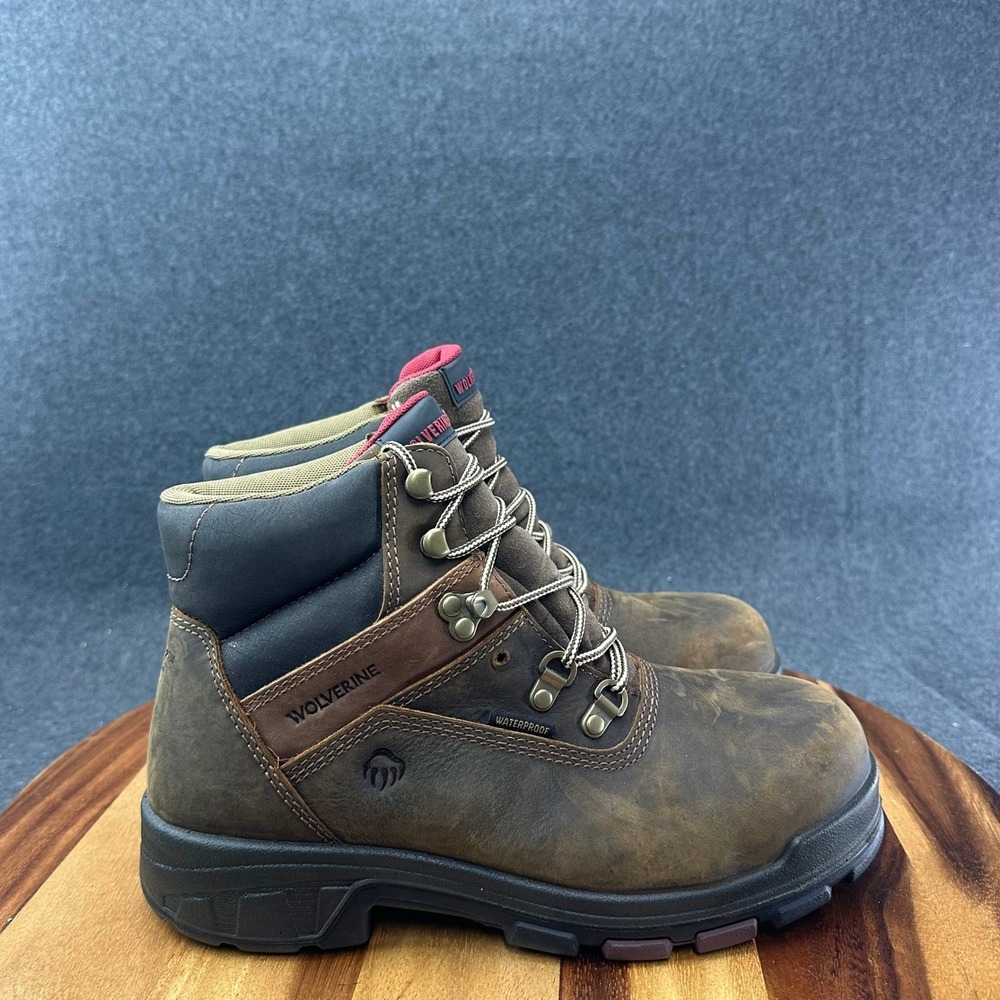 Wolverine Boots Mens Size 7M Caborn Steel Toe Work Dark Brown Ankle Waterproof